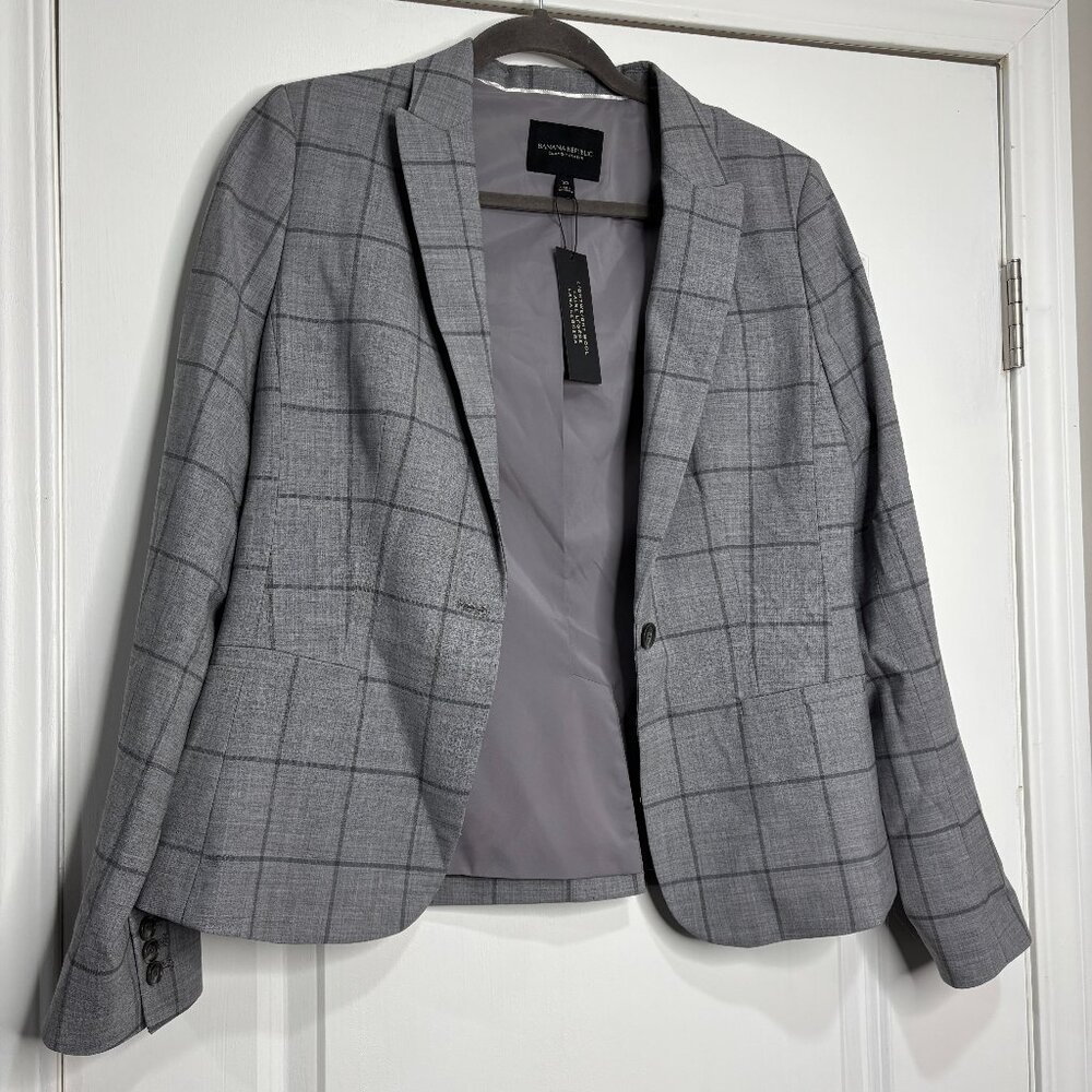Banana Republic Gray Checkered Lightweight Blazer Size 10 NWT